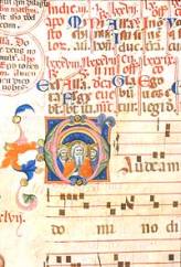 Codice miniato, Siena, 1340 circa, conservato alla biblioteca della Badia di Settimo, particolare