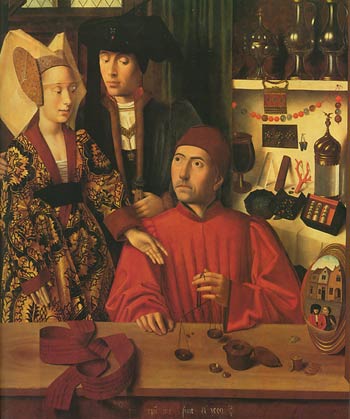 Petrus Christus, Sant'Eligio nella bottega di un orefice, 1499, Metropolitan Museum, New York
